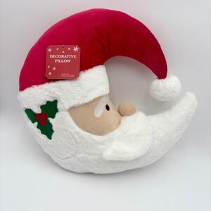 Santa Moon Crescent Pillow Christmas Plush Decorative Holiday Gift